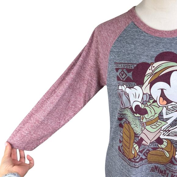 Disney Parks Animal Kingdom 20th Anniversary Mickey Mouse Safari Raglan Tee - Picture 4 of 10